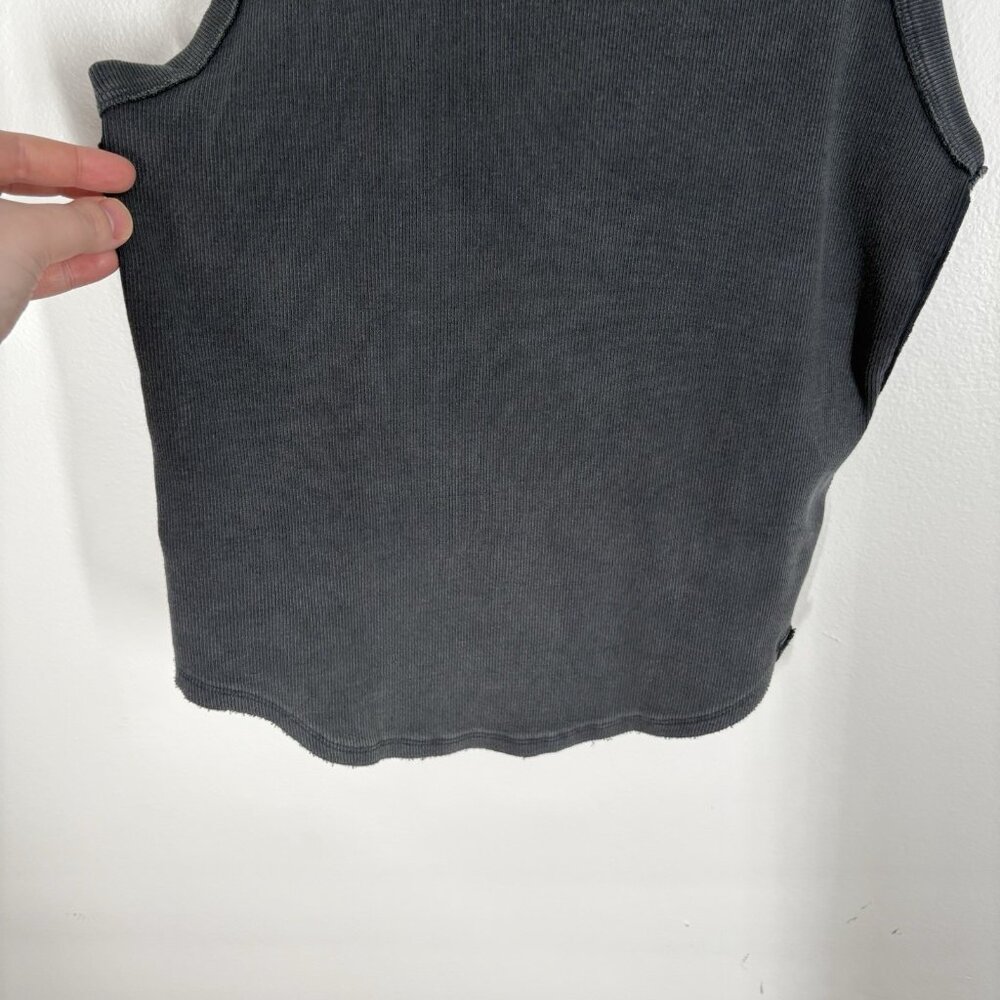 We The Free Women XL Washed Black Ribbed Jersey Grunge Kate Scoop Tank Top NWOT - Picture 4 of 12